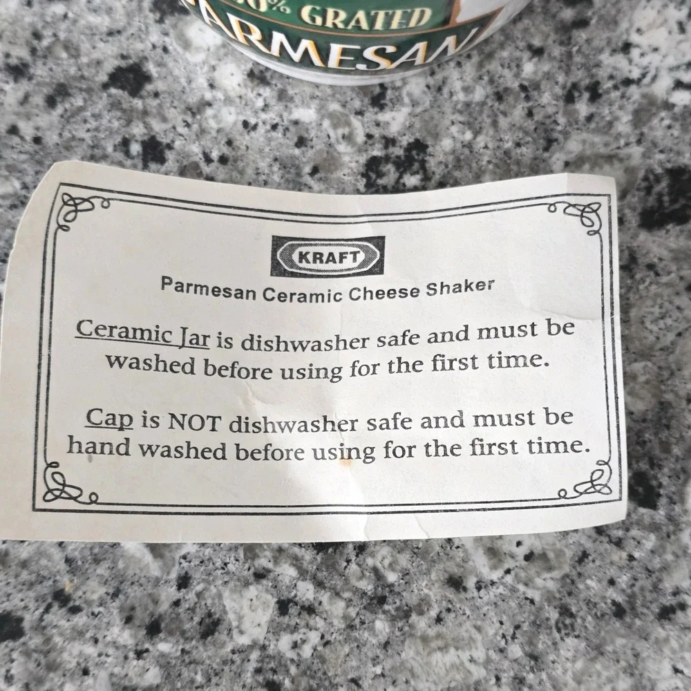 Kraft Parmesan Ceramic Cheese Shaker White Green Vintage Advertising‎
